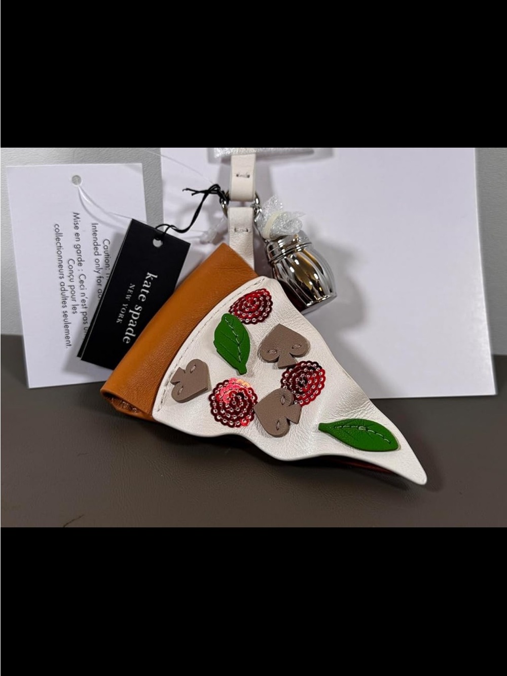 New Kate Spade NYC Pizza Slice Bag Charm with Red and Green Accents - Picture 3 of 8